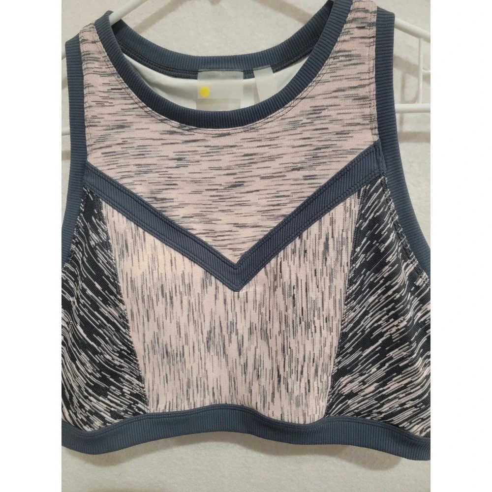 Zella Static High Neck Sports Bra‎ Colorblock Marled Space Dye Pink Gray Size L